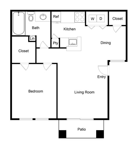 Palencia Apartments in Dallas, Texas One Bedroom Floor Plan